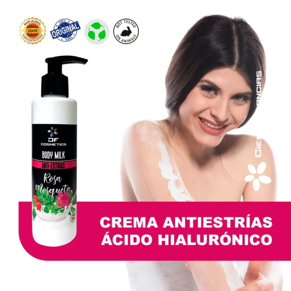 Crema Hidratante Antiestrias con Rosa Mosqueta y Acido Hialuronico